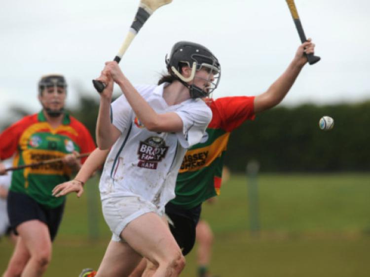 Kildare Chanice Corcoran on the attack against Carlow in the Irish Daily Star national camogie league division 4 semi final at Mountmellick. Picture: Adrian Melia