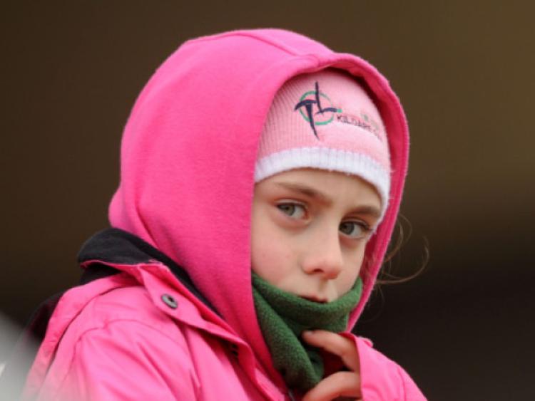 Kildare fan Ava Cuddihy against Down in the AFL game at Newry. Picture: Adrian Melia