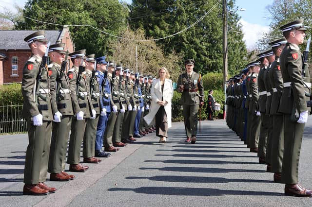 Minister for Defence, Helen McEntee attended the Commissioning Ceremony of the 101st Army Cadet Class at the Defence Forces Training Centre in the Curragh Camp