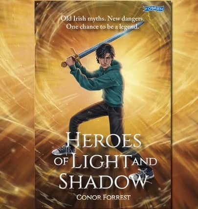 The front cover of ‘Heroes of Light and Shadow’ by Conor Forrest. Photograph credit: Conor Forrest via Instagram. Front cover artwork by Alice Maria Power