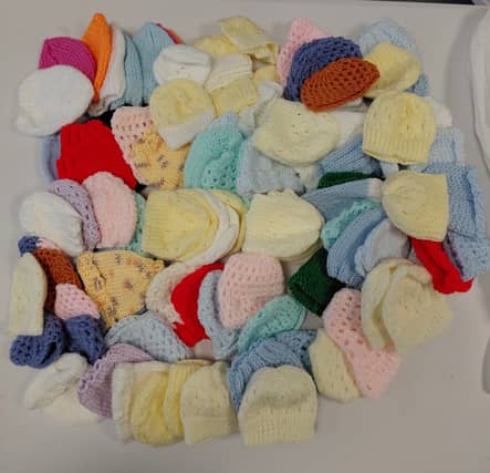 A small gesture goes a long way: Women's group in Kildare creates 100 hats for premature babies. Photograph credit: Newbridge FRC via Facebook