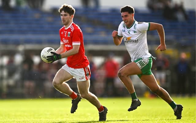 Arun Daly Danne of Baltinglass in action against Sean Moore of Athy during the AIB Leinster GAA Club SFC Round 1 match at Echelon Park in Aughrim, Photo by Piaras Ó Mídheach/Sportsfile