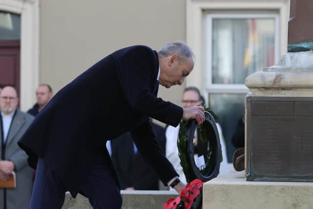 His wreath read “in remembrance on behalf of the Irish Government”.