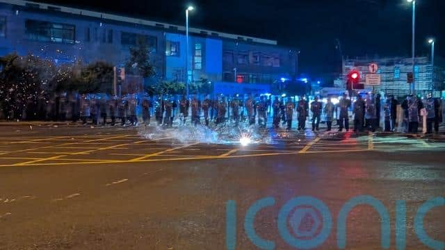 Ireland’s deputy premier Simon Harris said there was “no excuse” for the violent “thuggery” witnessed outside the hotel.