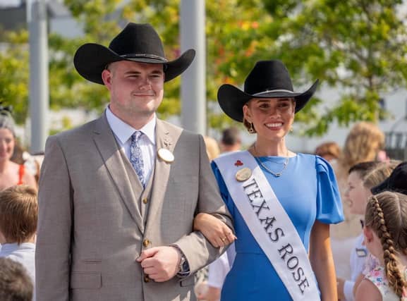 Newbridge native Conor McCabe is the escort for Texas Rose Sara Costa