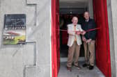 Sean Coughlan cuts the ribbon on the Racing Legends Hall of Fame, Kildare with Jim Kavanagh, with curator of the exhibition, Photos by Lorraine O’Sullivan