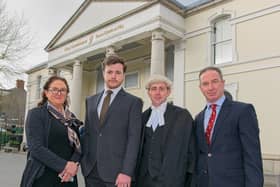 Outside Naas courthouse are: Susanna Cawley, James Morrin, Richard Wixted BL and Andrew Coonan
