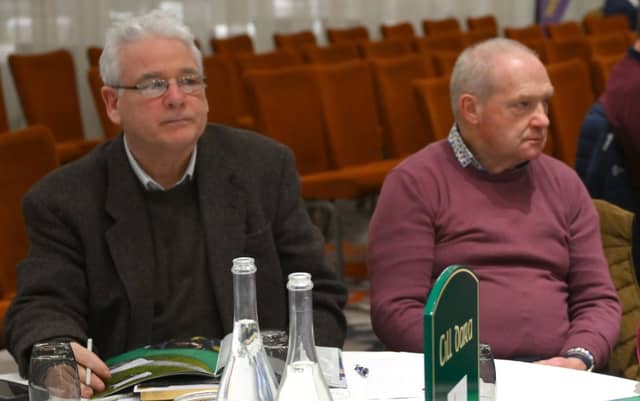 Kildare delegates Mick Mullen and Colm Farrell during the Leinster GAA Convention at Clayton Whites Hotel in Wexford, Photo by Ray McManus/Sportsfile
