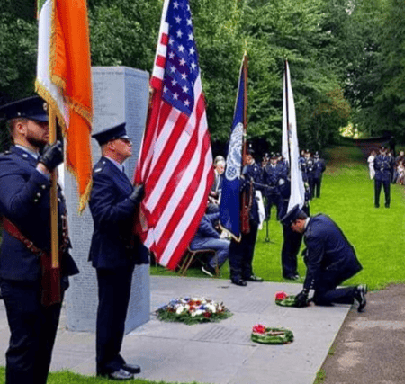 Kildare Gardaí at the 9/11 memorial in Donadea Forest Park