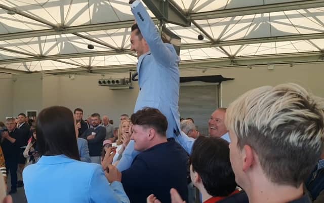 Naoise Ó Cearúil at the conclusion of the first count in Punchestown