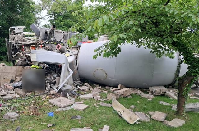 The vehicle overturned at the scene (Photos: Dublin Fire Brigade)
