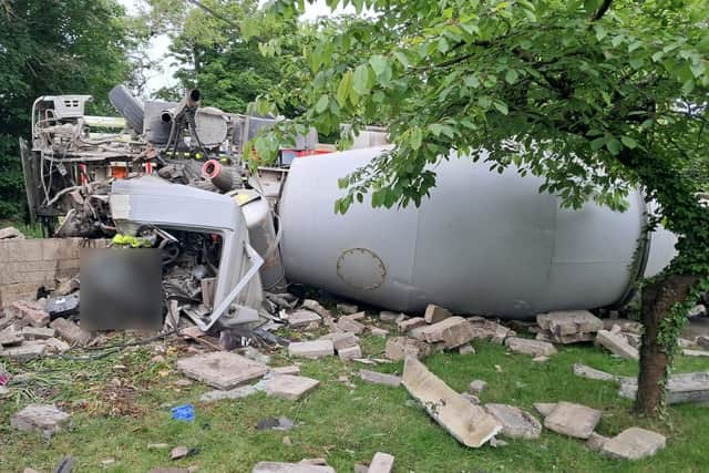 Considerable damage was cause to the cab of the vehicle. 