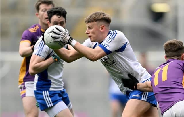 Mark Maguire of Naas in action against Shane Cunningham of Kilmacud Crokes during the AIB Leinster GAA Football Senior Club Championship final match between Kilmacud Crokes, Dublin, and Naas, Kildare,