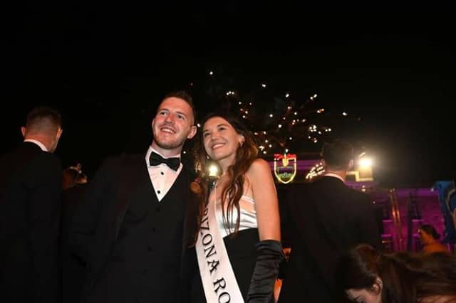 Rose Escort winner Tommy Cunningham with the Arizona Rose Ashley Jackson. Pic supplied by Tommy Cunningham.