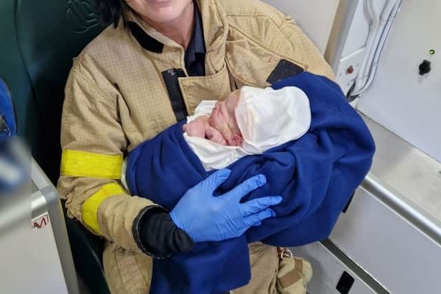 Firefighters help deliver baby boy Lucca who was "in big hurry"