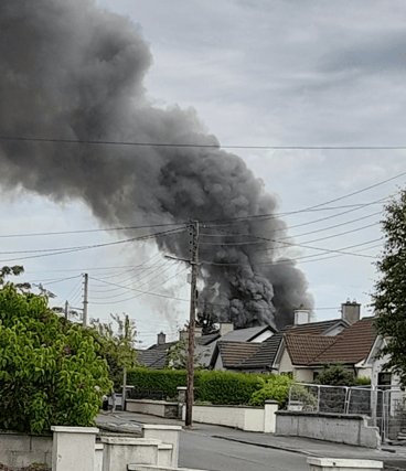 A view of the fire in Carlow town yesterday