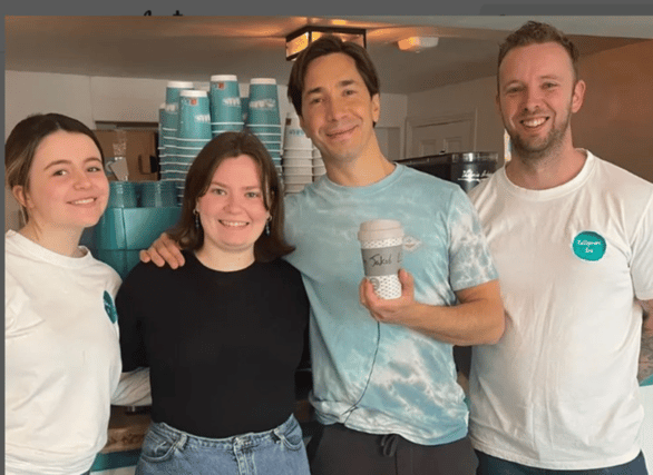 Justin Long with staff members / PHOTO: BallymoreBru/Instagram