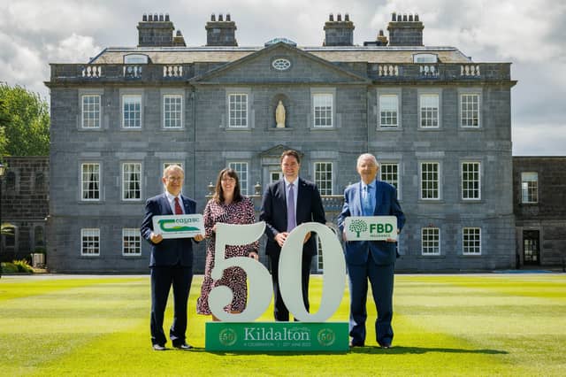 (L to R): Professor Frank O’Mara, Teagasc Director; Dr AnneMarie Butler, Head of KT Education, Martin Heydon TD and Mr Michael Berkery, Chairman of FBD Trust.