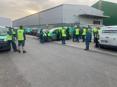 Workers downed tools for a time this morning