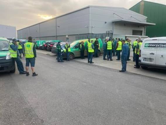 Workers downed tools for a time this morning