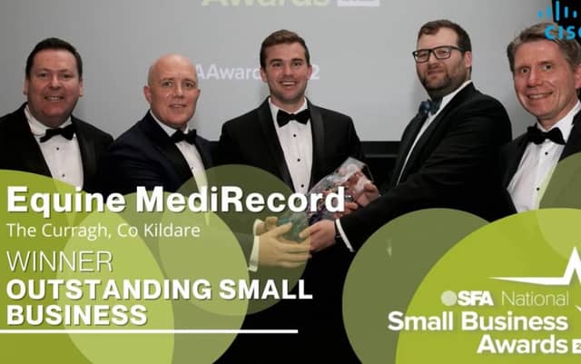 Graham Byrne, Chair of the SFA, Shane Heraty, MD at Cisco, Pierce Dargan, Equine MediRecord Chief Executive Officer, Finlay Dargan, Chief Operating Officer, Sven Spollen-Behrens, Director of the SFA