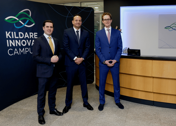 Martin Shanahan, IDA, Tánaiste and Minister for Enterprise Trade and Employment Leo Varadkar TD and Iwan Iwanow, Kildare Innovation Campus. Pic Supplied by Sam Rowe