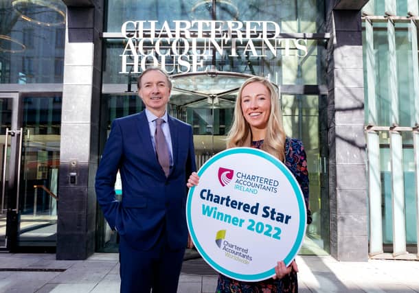 Fiona Smiddy, from Rathangan with Barry Dempsey, CEO Chartered Accountants Ireland. Picture: Iain White