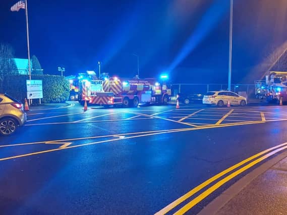 Emergency services attend the scene at Newbridge Silverware on Friday evening