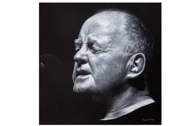 A portrait of Christy Moore by Vincent Keeling