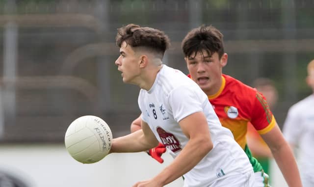 James Harris on the attack for Kildare minors against Carlow this afternoon