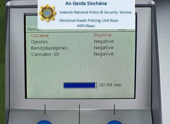 The driver failed roadside breath test for alcohol and oral fluid test for cocaine.