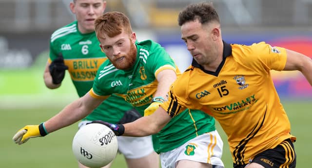 Clogherinkoe Mark Nolan races at Luke Sheridan Kilcock during the Pittman Traffic Intermediate Football Final played at St Conleths Park, Newbridge