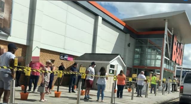 Part of the queue at B&Q at lunchtime today