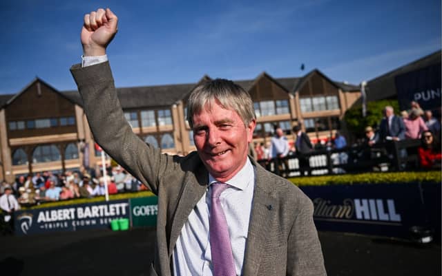 Trainer Barry Connell celebrates after winning The William Hill Champion Chase with Marine Nationale on day one of the Punchestown Festival, Photo by David Fitzgerald/Sportsfile