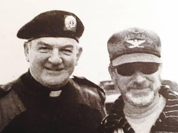 Fr PJ McEvoy pictured with Steven Spielberg on the set of