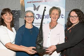 Writer Orla McAlinden, organiser Pauline Clooney, 2017 winner Helen O'Leary and Laura Coates, managing editor of the Leinster Leader, at last year's June Fest writers event in Newbridge
