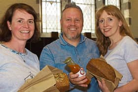 Evonne Boland, Bernard Gibney, of ‘Gibney’s Garden Preserves’, and Deirdre Lane, at the launch