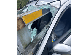 One of the photos of the damaged car shared on social media