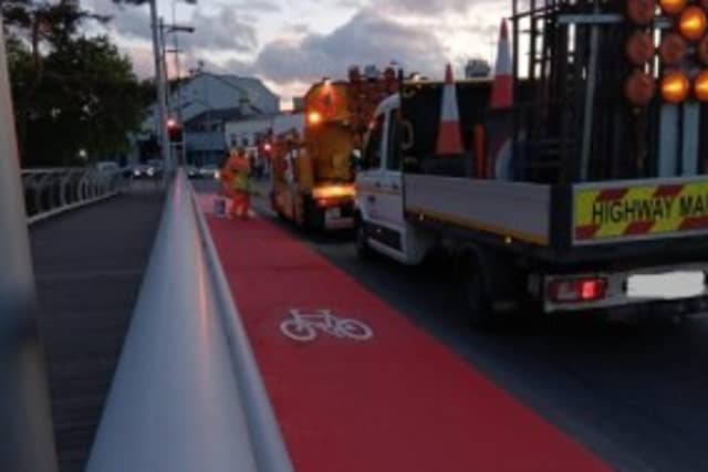 One of the LPT allocations was spent last week on the newly-refurbished cycle lanes located on the bridge in Newbridge