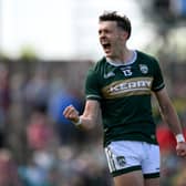David Clifford celebrates in the Munster Championship final match at Fitzgerald Stadium in Killarney