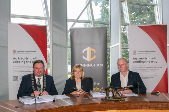 Cathaoirleach of the County of Kildare, Cllr Tim Durkan; Annette Aspell, Deputy Chief Executive, KCC; George Taggart, Construction Director, Cunningham Contracts Ireland Ltd