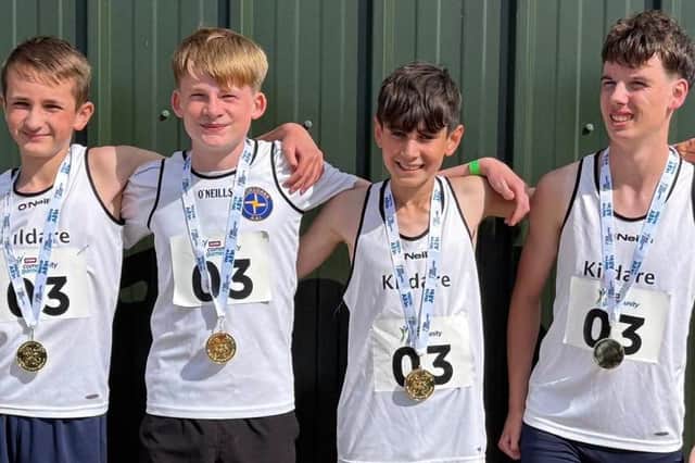 Ruben, Marious, Cian and Adam after their U14 Boys Relay gold medal win