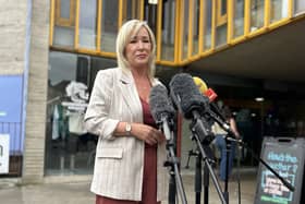 Michelle O’Neill speaks to journalists