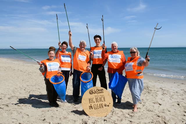 Pictured are members of Rosslare Tidy Towns Group: (L-R) Olga Zhyvytsia, Margret Hartigan, Micheál Delaney, Dima Plysuk, Pat Doyle and Sharon Fox. They all took part in a beach clean at the Big Beach Clean launch at Rosslare Strand in County Wexford