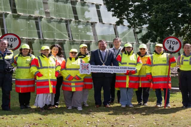 The launch of the new campaign took place at Kildare County Council's headquarters in Naas. In the middle of the crowd is the Mayor of the County of Kildare, Fine Gael Cllr Tim Durkan