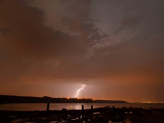 A lightning storm hits Blyth on the Northumberland coast