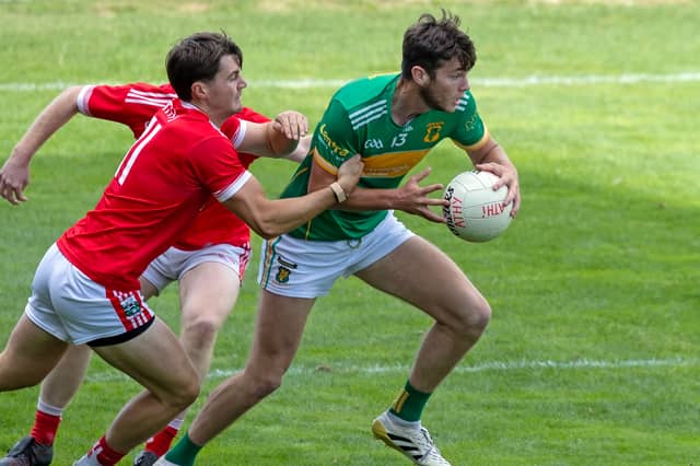 Kilcock forward Danny Maguire in action against Athy in Round 1 of the Joe Mallon Motors Kildare SFC