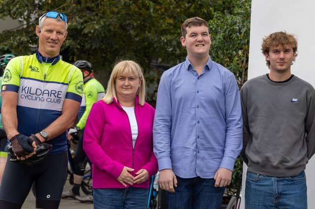 Members of Kildare Cycling Club and Derrick Cunningham's family at the recent launch of the challenge