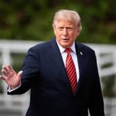 US President Donald Trump departs from Aras an Uachtarain