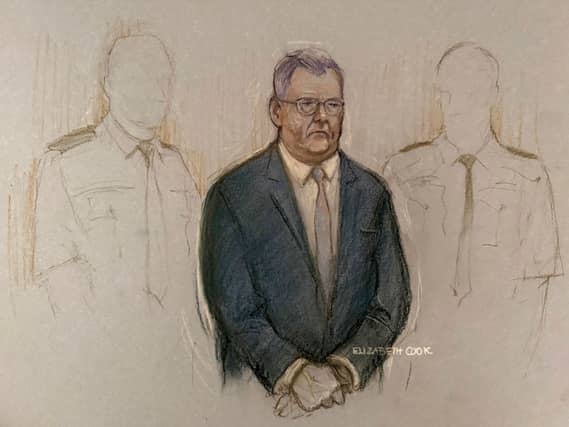 Court artist sketch of Jeffrey Donaldson in court